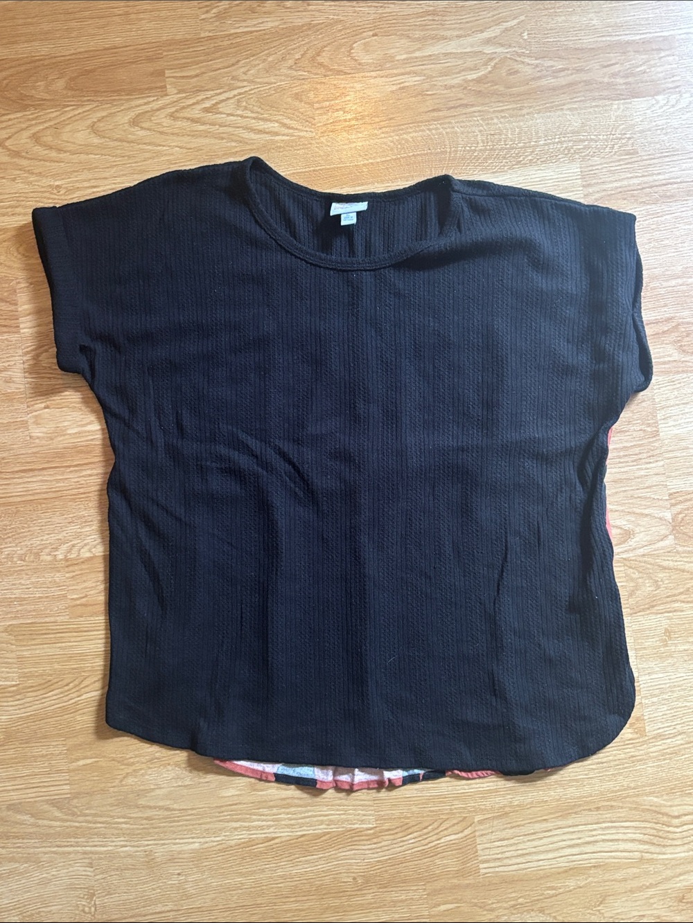 LuLaRoe Black Short Sleeve Layered-Back Tee